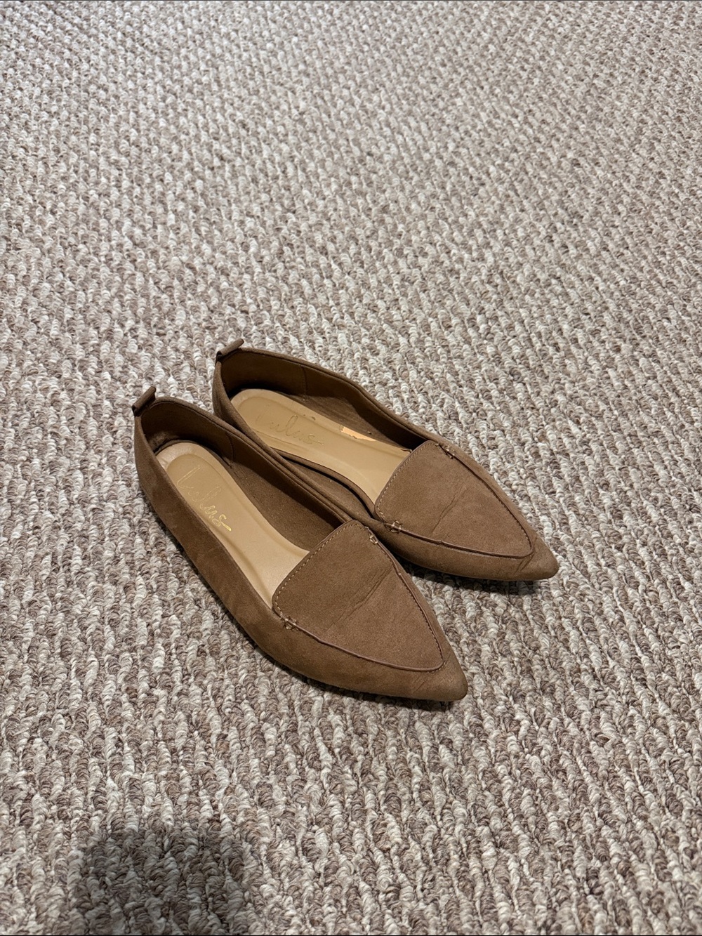 Lulu's Cognac Pointed-Toe Suede Loafers - Slip-On Flats